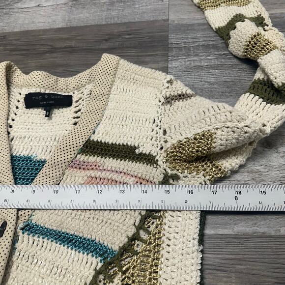 Rag & Bone Womens‎ S Abstract Knit Bamboo Alpaca Blend Hearst Cardigan Sweater - Picture 6 of 9
